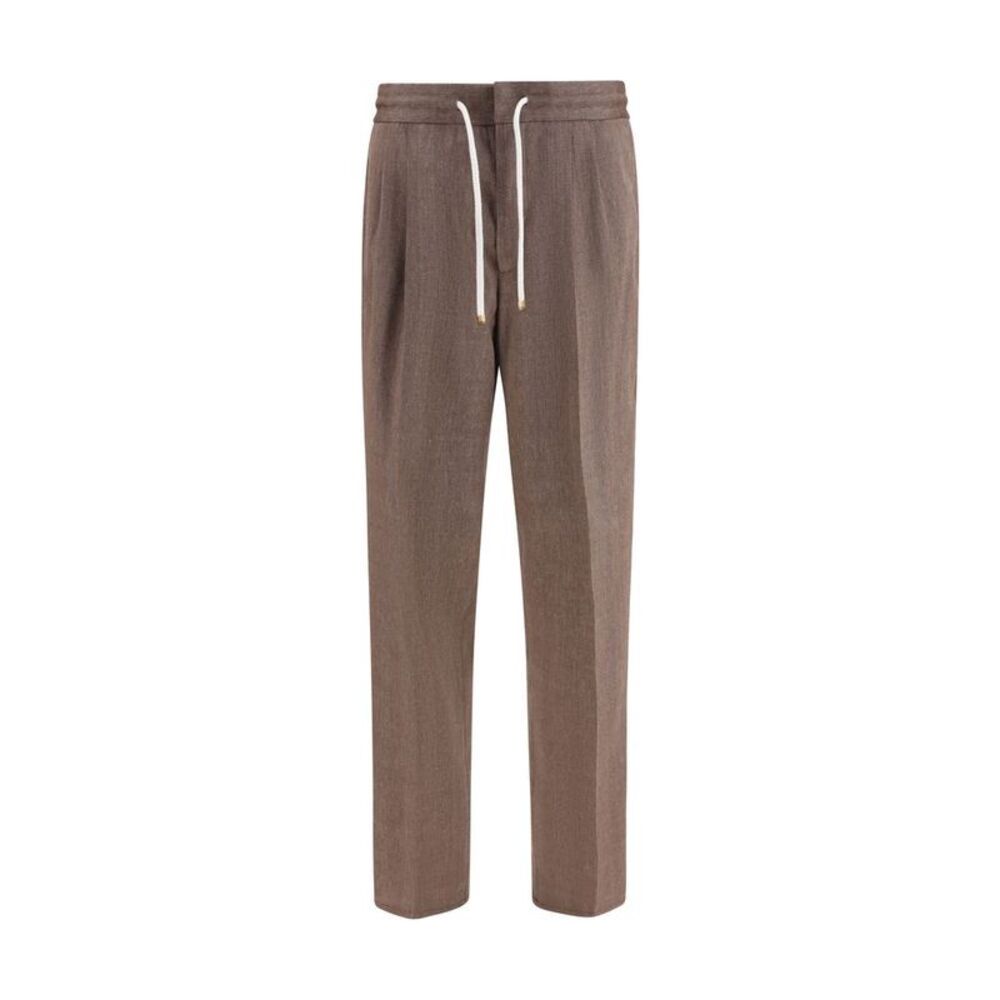 Brunello Cucinelli Brown Linen Casual Men's Pants